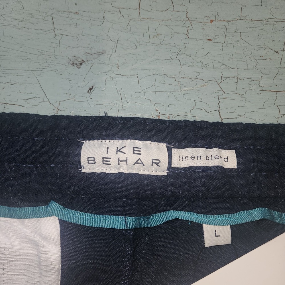 IKE BEHAR New York Pants Mens L Linen Blend Drawstring Regular‎ Fit Blue $115 - Picture 3 of 12